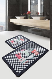 Mijölnir Black Happy House Juego de alfombras de baño Multicolor, 2 piezas